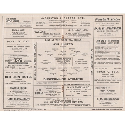 142 - Programme Ayr United v Dunfermline 14th November 1953. No writing. Generally good.