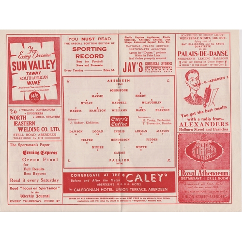 146 - Programme Aberdeen v Falkirk 6th November 1948. Score on front cover otherwise no writing. Generally... 