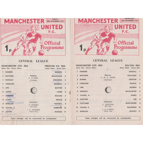 310 - A collection of 4 Manchester United home Reserves programmes from the 1971/72 season v Manchester Ci... 