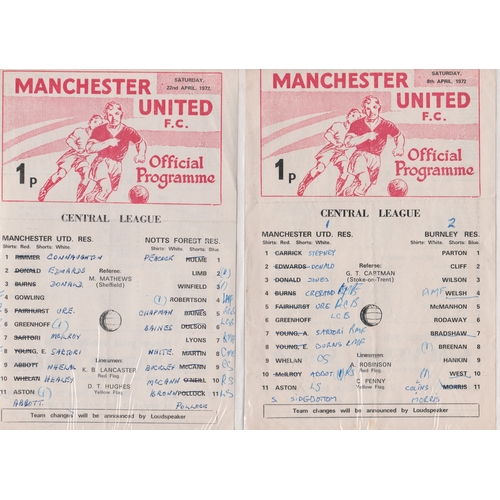 312 - A collection of 5 Manchester United home Reserves programmes from the 1971/72 season v Bury, Newcast... 