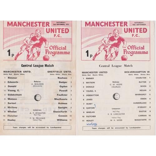 313 - A collection of 4 Manchester United home Reserves programmes from the 1972/73 season v Everton, Cove... 