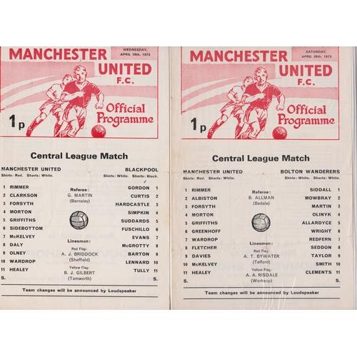 317 - A collection of 4 Manchester United home Reserves programmes from the 1972/73 season v Huddersfield ... 