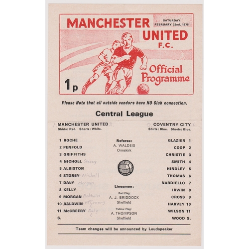 324 - A collection of 3 Manchester United home Reserves programmes from the 1974/75 season v Bolton Wander... 