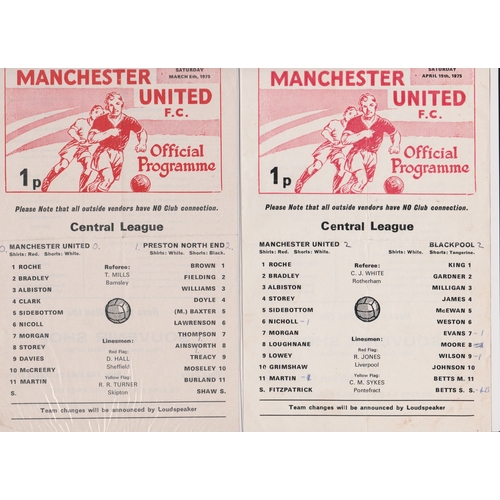 325 - A collection of 4 Manchester United home Reserves programmes from the 1974/75 season v Preston North... 