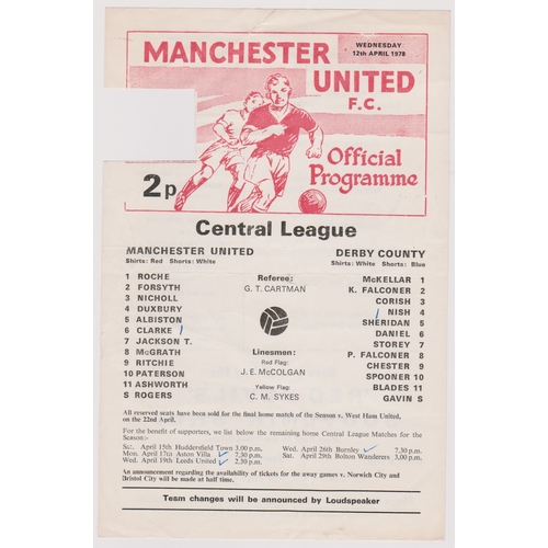 335 - A collection of 5 Manchester United home Reserves programmes from the 1977/78 season v Wolverhampton... 