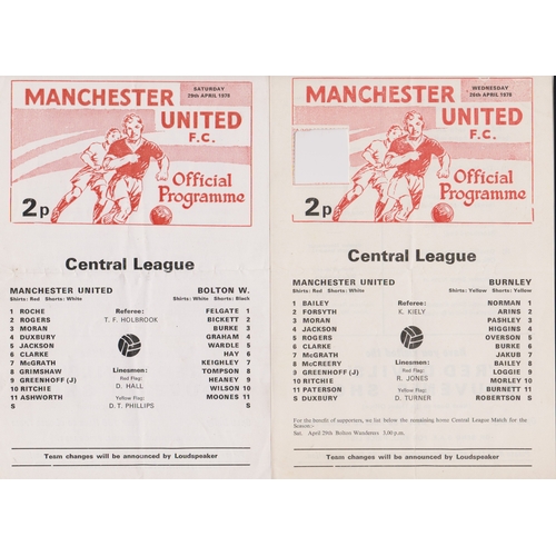 336 - A collection of 4 Manchester United home Reserves programmes from the 1977/78 season v Huddersfield ... 