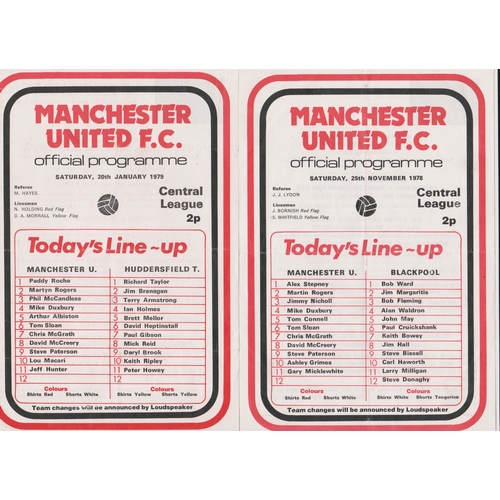 338 - A collection of 5 Manchester United home Reserves programmes from the 1978/79 season v Wolverhampton... 