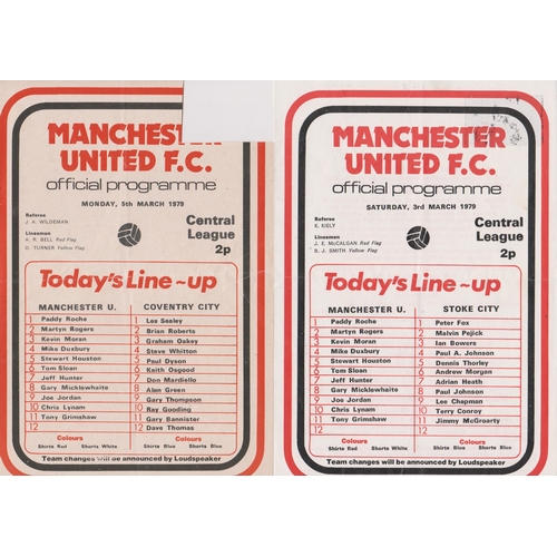 340 - A collection of 5 Manchester United home Reserves programmes from the 1978/79 season v Manchester Ci... 