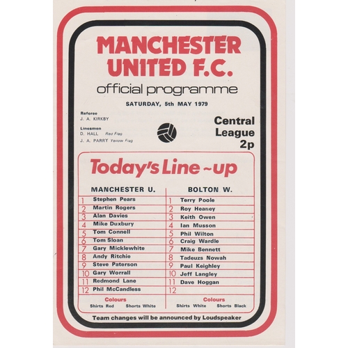 341 - A collection of 5 Manchester United home Reserves programmes from the 1978/79 season v West Bromwich... 