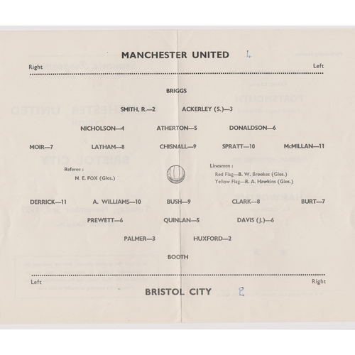 346 - Programme for the Youth friendly match between Bristol City Youth and Manchester United Youth 3rd No... 