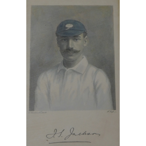 268 - Cricket F.S. Jackson, Yorkshire and England 1870-1947 Antique print. All on the back of print. Frame... 