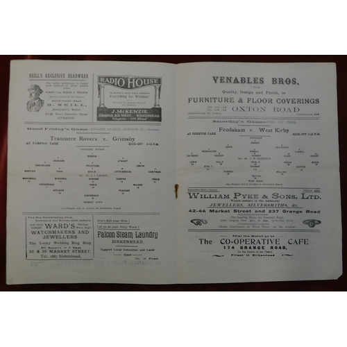 291 - Tranmere Rovers programmes 4 homes v Grimsby Town 1924/25, single sheet practice match 1944/45 plus ... 