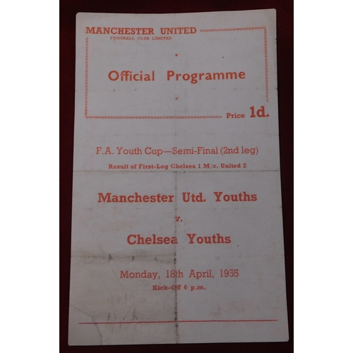 468 - Programme  Manchester United v Chelsea FA Youth Cup Semi Final 2nd Leg 18th April 1955.Single sheet.... 