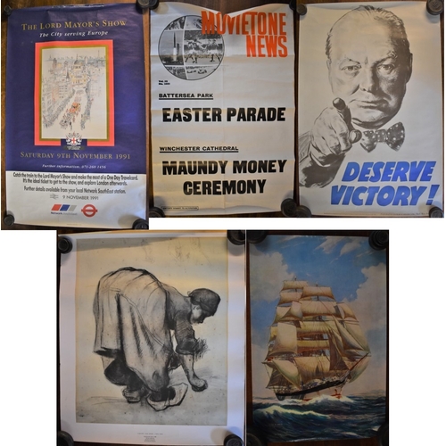 130 - Posters - Winston Churchill - Retro Daily Times Poster 'Deserve Victory', measures 76cm x 51cm, The ... 