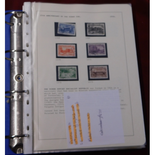 172 - Russia 1950-52 ring binder with 63 pages of m/m or used commemorative issues and postal items. Good ... 