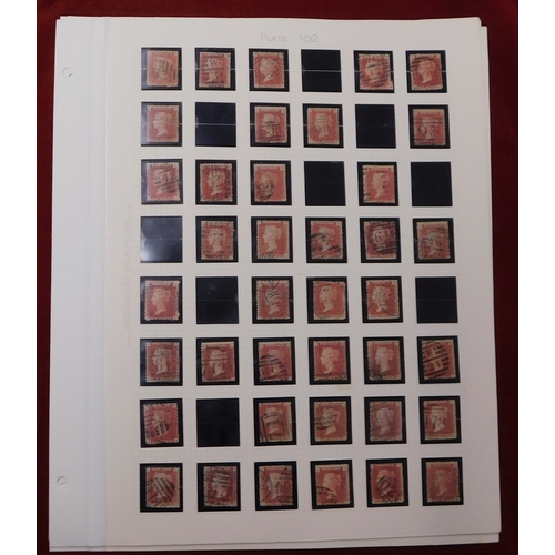 204 - Great Britain 1864 1d rose-red, reconstruction of plate 102, 26 to complete - a nice challenge (244)