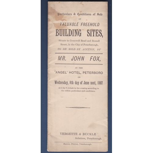 21 - Auction leaflet by Vergette & Buckle dated 1887, 'Particulars and condition of sale of valuable free... 