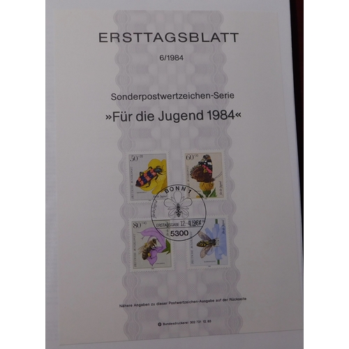 210 - Germany 1984-1986 Ring binder with 60+ 1st day of issue, mixed cards, plus few covers and stamp book... 