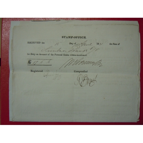 45 - Receipt from Stamp Office (stamped) for Legacies (2) and Annuities (2) on Account of the Personal Es... 