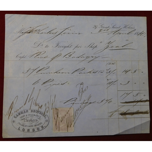 50 - Insurance, Camman Brothers - Ship & Insurance documents dated 3rd April 1860, signed and stamped, go... 