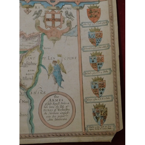 51 - Map - The West Ridings of Yorkshire 1610, good condition, measurements 52cm x 40cm, includes plan of... 