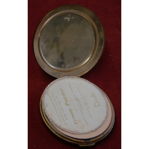 583 - Boots Cream Powder Compact - never been used, attractive foral design with red painted lid