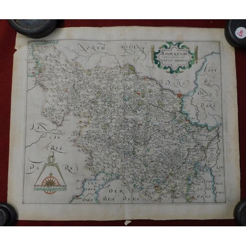 59 - Antique Map - Yorkshire - West Riding 1610 John Speede. The West Ridinge of Yorkshire with the most ... 