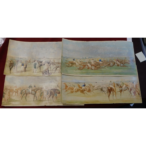 593 - Unframed Pictures - pictures of horse racing scenes (4)