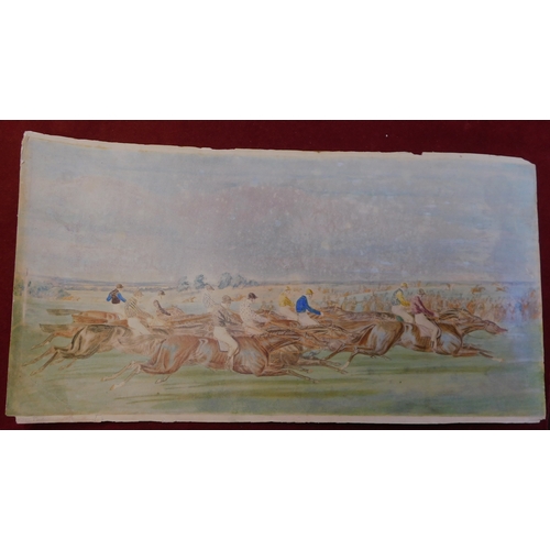 593 - Unframed Pictures - pictures of horse racing scenes (4)