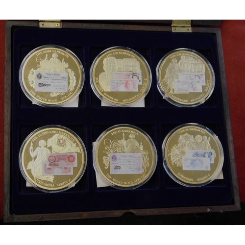 595 - Commemorative Coins - certificate of Authenticity, (6) coins set, including Bank Notes 10/-, £1.00, ... 