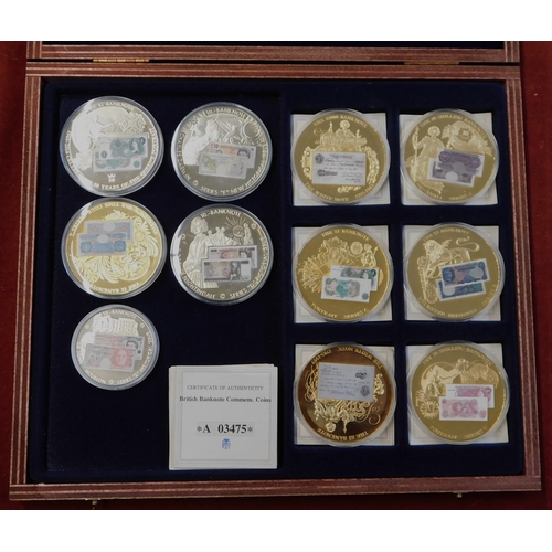 598 - Commemorative Coins - (11) coins with certificates of authenticity, including bank notes, in case, i... 