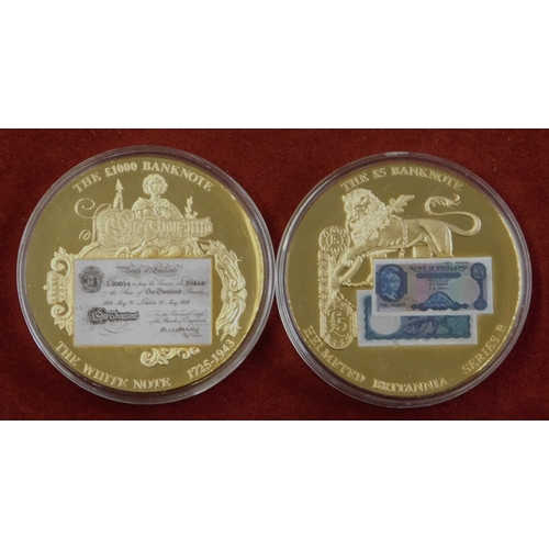 598 - Commemorative Coins - (11) coins with certificates of authenticity, including bank notes, in case, i... 