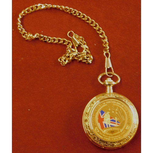 599 - Watch - coin inlaid pocket watch, with certificate of authenticity, WWI 100th anniversary, limited e... 