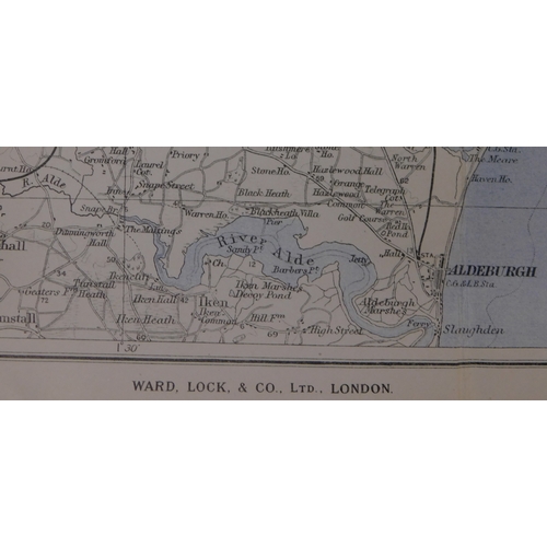 61 - Map - The Suffolk Coast, Aldeburgh to Lowestoft, measurements 34cm x 25cm, fair condition, folds in ... 