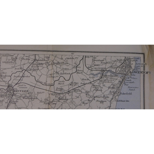 61 - Map - The Suffolk Coast, Aldeburgh to Lowestoft, measurements 34cm x 25cm, fair condition, folds in ... 