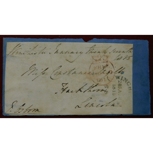 219 - Great Britain 1815-1819 Postal History 2x address pieces mounted on a card. 1) Cancelled Winchester ... 