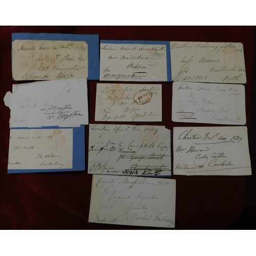 221 - Great Britain 1819-1839 Postal History group of 10 wrapper address pieces mounted on card. Many doub... 