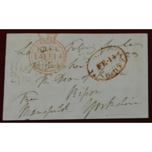 221 - Great Britain 1819-1839 Postal History group of 10 wrapper address pieces mounted on card. Many doub... 