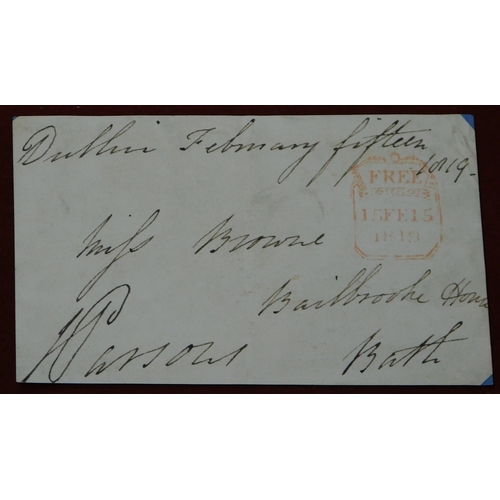 221 - Great Britain 1819-1839 Postal History group of 10 wrapper address pieces mounted on card. Many doub... 