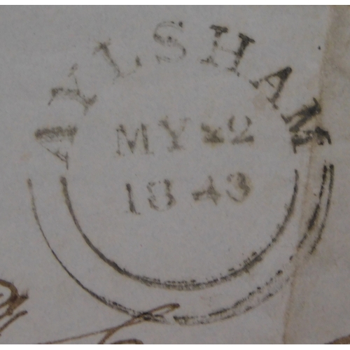 225 - Great Britain 1843 Postal History EL dated 22 May 1843 Aylsham, posted to Norwich SG 8 1d. Red damag... 