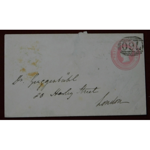 230 - Great Britain 1954 pre-paid U5B 1d pink postage envelope posted to London cancelled with Sudbury 760... 