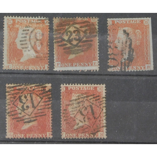 235 - Great Britain 1854-57 Queen Victoria SG 26 used 1d red-brown x5