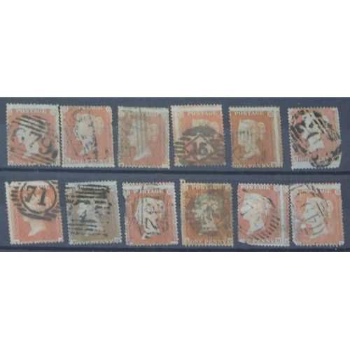 237 - Great Britain 1854-57 Queen Victoria SG 17 used 1d red-brown x12.