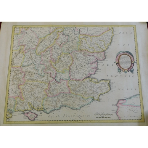 58 - A Map of East Anglia - Mill aria Angelica Magna, Sumptibus Henrici Hondy. Written in Latin on vellum... 