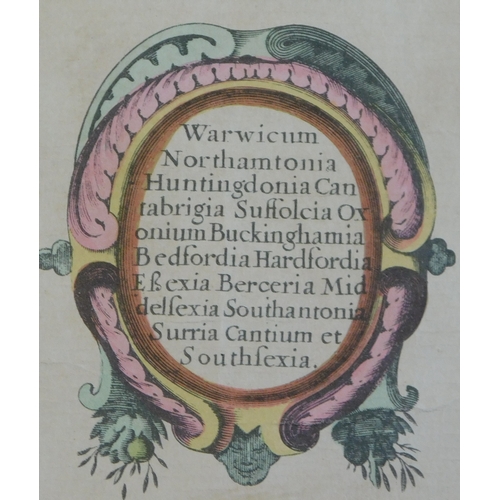 58 - A Map of East Anglia - Mill aria Angelica Magna, Sumptibus Henrici Hondy. Written in Latin on vellum... 