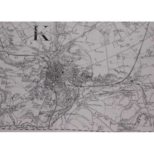 60 - Map - ordnance Survey Map of Central Norfolk 1980, by J.B. Harvey, scale 11 inch - 1 statuary mile, ... 