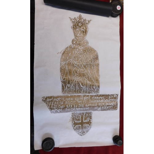 614 - Brass Rubbings of English Saints including King Æthelred I of East Anglia -measurements 62cm x 25cm-... 