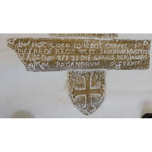 614 - Brass Rubbings of English Saints including King Æthelred I of East Anglia -measurements 62cm x 25cm-... 