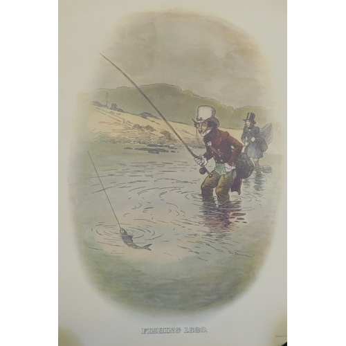 615 - Johnnie Walker Coloured Prints 1820 - Coaching, Skating by Tom Browne, Curling, Hunting, Golfing etc... 