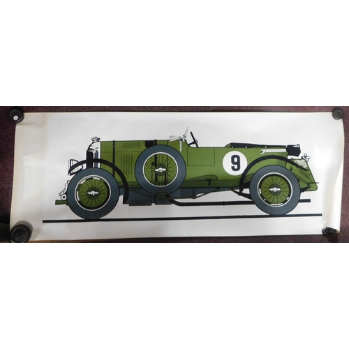 624 - Green Car Poster - measurements 153cm x 57cm, excellent condition, no name or information